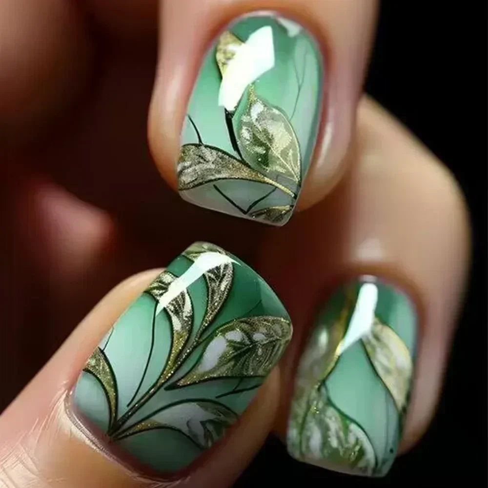 24Pcs French Tip  Press on Nails Short Coffin False Nails Simple Wearable Fake Nails Frosted Full Cover Press on Nail Tips Art