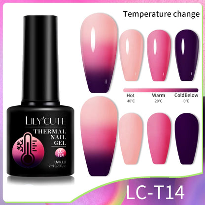 LILYCUTE Thermal Gel Nail Polish 3-layers Color Changing Effect Gel Varnishes All For Manicure Long Lasting Nails Art UV Gel