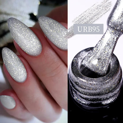 UR SUGAR 7ml Nude Pink Glitter Rubber Base Gel Polish Sparking Sequins Semi Permanent Soak Off Nail Art Varnish All For Manicure