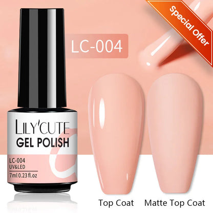 LILYCUTE 7ml Autumn Red Brown Gel Nail Polish 125 Colors All For Manicure Semi Permanent Soak Off Base Top Coat Nail Art Varnish