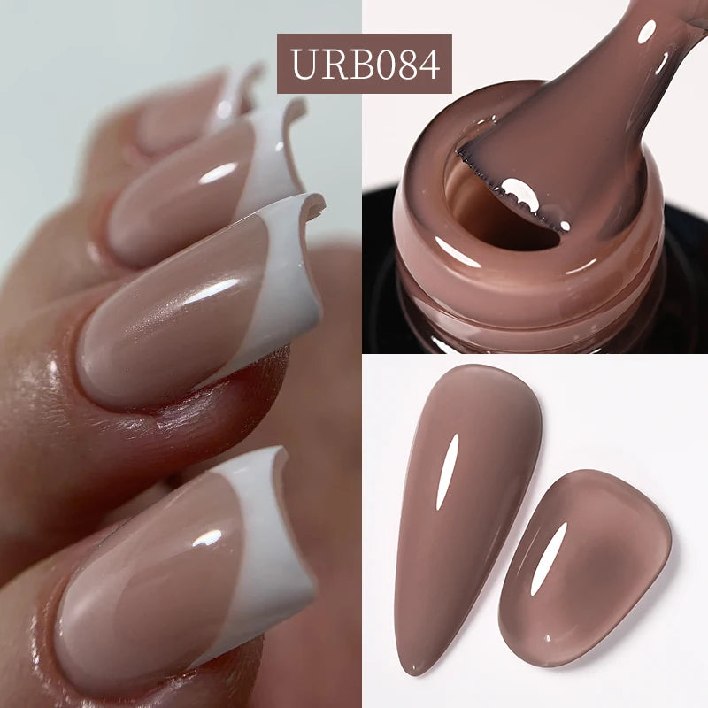 UR SUGAR 7ml Nude Pink Glitter Rubber Base Gel Polish Sparking Sequins Semi Permanent Soak Off Nail Art Varnish All For Manicure