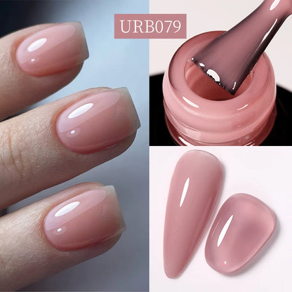 UR SUGAR 7ml Nude Pink Glitter Rubber Base Gel Polish Sparking Sequins Semi Permanent Soak Off Nail Art Varnish All For Manicure