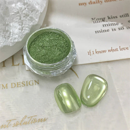 10g/Bottle Pearls White Nail Pigment Glitter Aurora Nail Powder Purple Chrome Glitter Pigment Dust UV Manicure Dip Powder