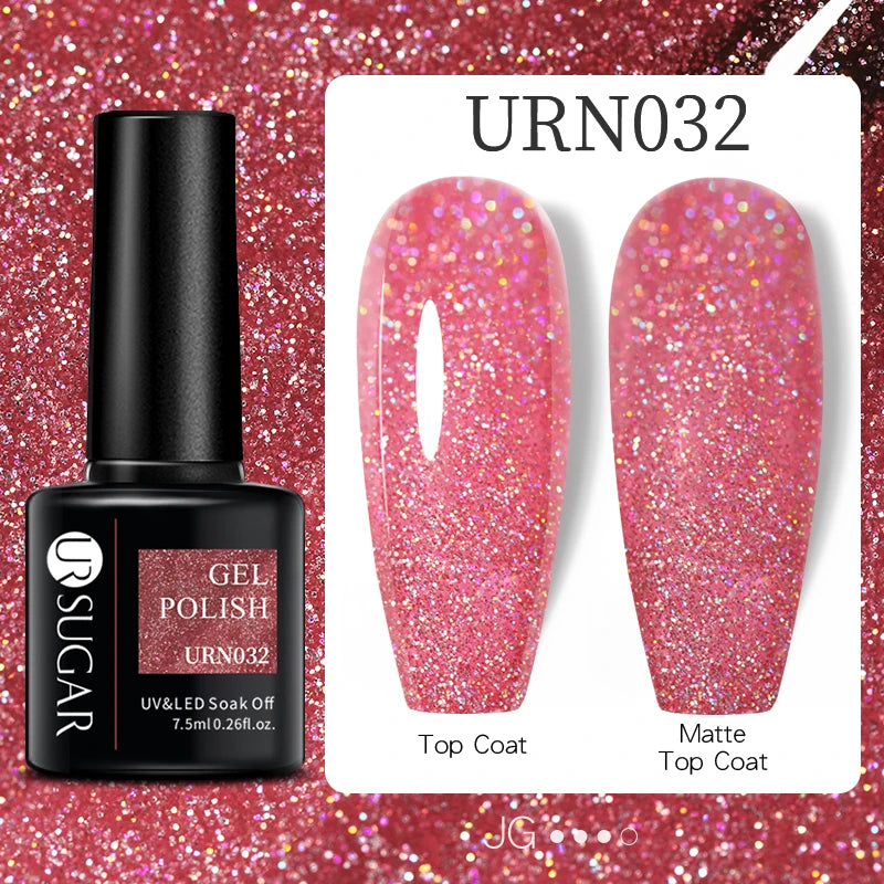 UR SUGAR 7.5ml Glitter UV Gel Nail Polish Glitter Sequins Soak Off UV Gel Varnish Colorful Nail Gel Polish DIY Nail Art Polish