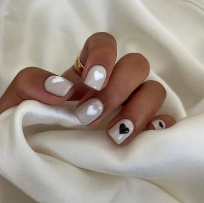 24Pcs White Ice Camellia Short False Nails Art Light Pink Sweet Girls Acrylic Press on Nails Full Cover Removable Fake Nail Set