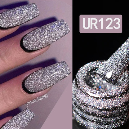 UR SUGAR 7.5ml Champagne Silver Reflective Glitter Gel Nail Polish Laser Sparkling Hybird Soak Off Nail Art UV LED Varnishes