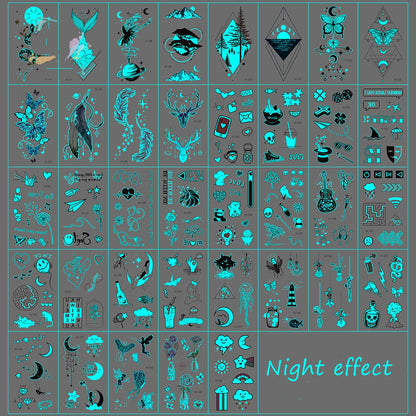 Luminous Tattoo Stickers for Women Arm Face Glowing Tattoos Body Art Tattoos Snake Butterfly Electric Syllable Party Tattoo 2022