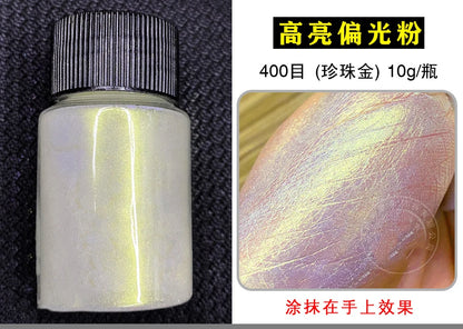 10g/Bottle Pearls White Nail Pigment Glitter Aurora Nail Powder Purple Chrome Glitter Pigment Dust UV Manicure Dip Powder