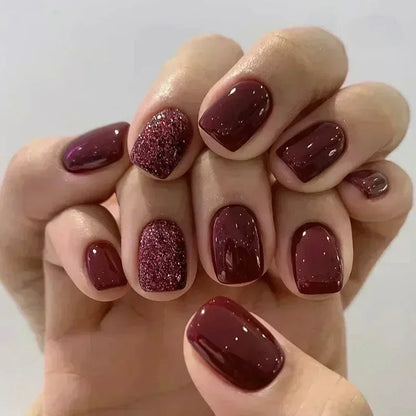 24Pcs Ballerina False Nails with Glue Short Nail Beauty Tools Press on Fake Nails Full Cover Artificial Nails Tips Manicure