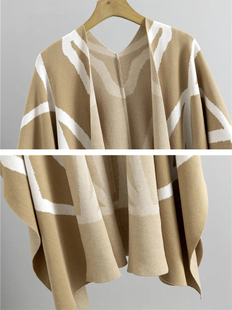 Elegant Chic Knitted 3 Piece Sets Women Solid Turtleneck Sweater Knitwears Shawl Suits Casual High Waist Sweatpants Setleri New