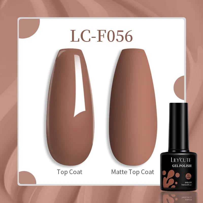 LILYCUTE 7ML Gel Nail Polish Brown Earth Coffee Color Series Semi Permanent UV Gel Chocolate Autumn Winter Nail Art Gel Varnish