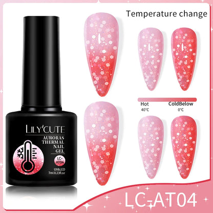 LILYCUTE Thermal Gel Nail Polish 3-layers Color Changing Effect Gel Varnishes All For Manicure Long Lasting Nails Art UV Gel