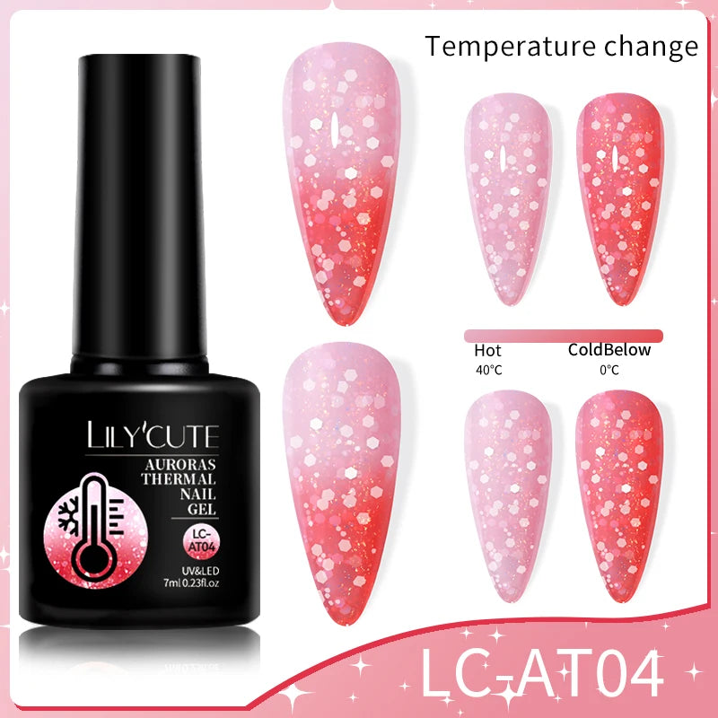 LILYCUTE Thermal Gel Nail Polish 3-layers Color Changing Effect Gel Varnishes All For Manicure Long Lasting Nails Art UV Gel