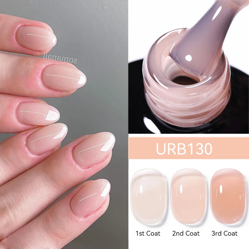 UR SUGAR 7ml Nude Pink Glitter Rubber Base Gel Polish Sparking Sequins Semi Permanent Soak Off Nail Art Varnish All For Manicure