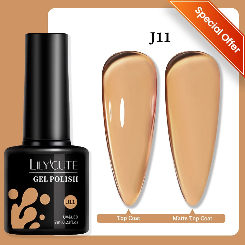 LILYCUTE 7ml Autumn Red Brown Gel Nail Polish 125 Colors All For Manicure Semi Permanent Soak Off Base Top Coat Nail Art Varnish