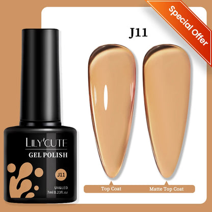 LILYCUTE 7ml Autumn Red Brown Gel Nail Polish 125 Colors All For Manicure Semi Permanent Soak Off Base Top Coat Nail Art Varnish