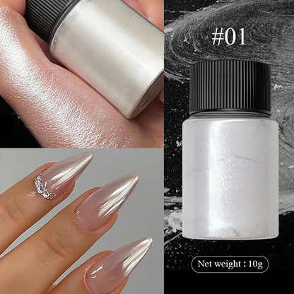 10g Pearl Aurora Nail Powder Purple Pink Blue Chrome Glitter Pigment Dust UV Gel Polish Nail Art Dipping Powder Manicure