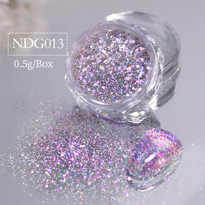 NICOLE DIARY Aurora Nail Powder Chrome Pigment Pearl Metallic Rubbing Dust Chameleon Effect Nail Art Glitter Manicure Decoration