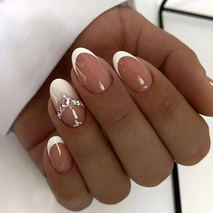 24Pcs White Ice Camellia Short False Nails Art Light Pink Sweet Girls Acrylic Press on Nails Full Cover Removable Fake Nail Set