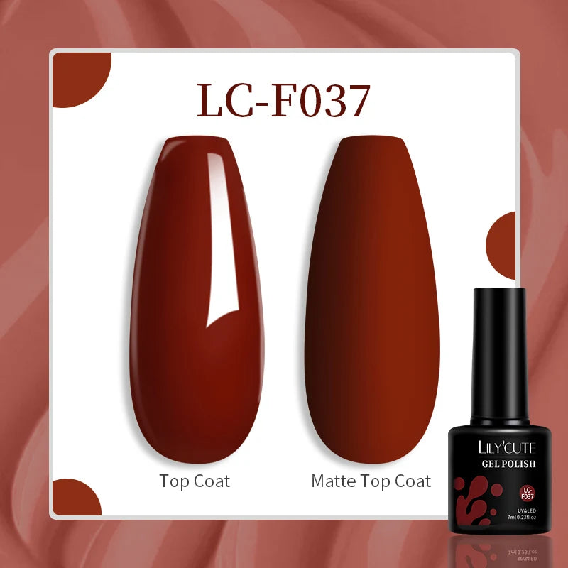 LILYCUTE 7ML Gel Nail Polish Brown Earth Coffee Color Series Semi Permanent UV Gel Chocolate Autumn Winter Nail Art Gel Varnish