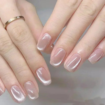 24Pcs Ballerina False Nails with Glue Short Nail Beauty Tools Press on Fake Nails Full Cover Artificial Nails Tips Manicure