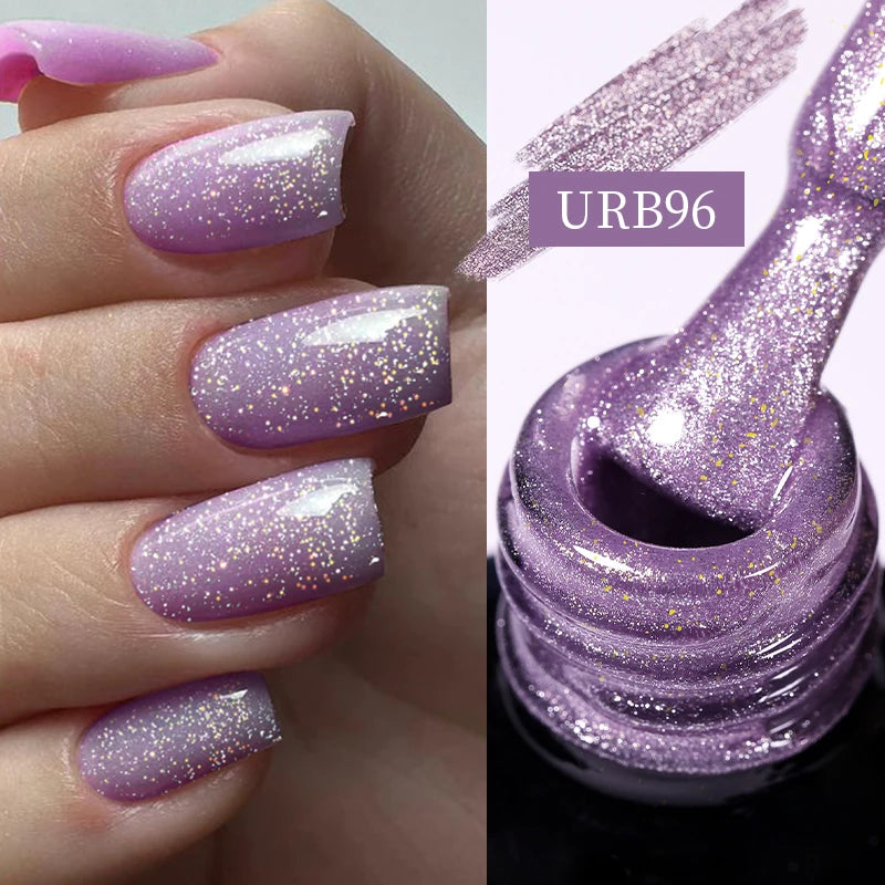 UR SUGAR 7ml Nude Pink Glitter Rubber Base Gel Polish Sparking Sequins Semi Permanent Soak Off Nail Art Varnish All For Manicure