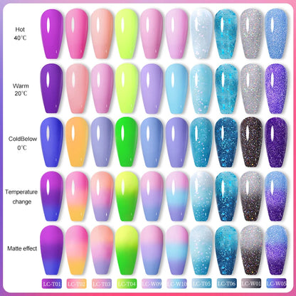 LILYCUTE Thermal Gel Nail Polish 3-layers Color Changing Effect Gel Varnishes All For Manicure Long Lasting Nails Art UV Gel