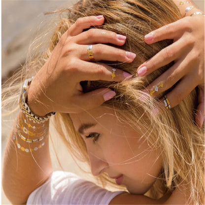 1PC Summer Style Men Women Body Art Gold Metallic Tattoo Sticker  Chain Bracelet Fake Jewelry Waterproof Temporary Tattoo