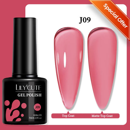 LILYCUTE 7ml Autumn Red Brown Gel Nail Polish 125 Colors All For Manicure Semi Permanent Soak Off Base Top Coat Nail Art Varnish