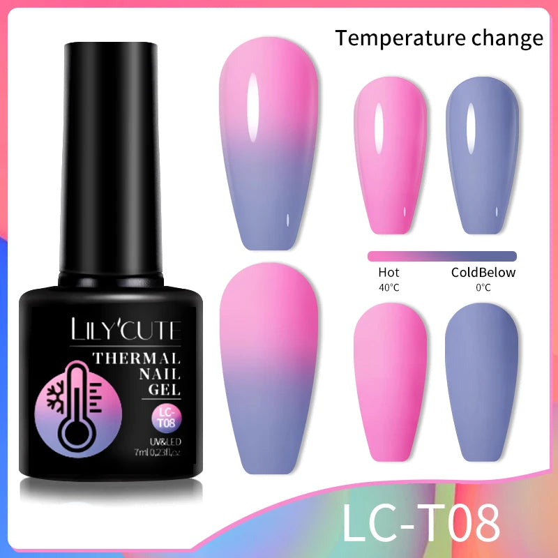 LILYCUTE Thermal Gel Nail Polish 3-layers Color Changing Effect Gel Varnishes All For Manicure Long Lasting Nails Art UV Gel