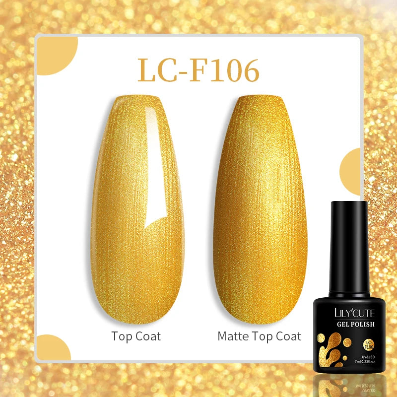 LILYCUTE Nude Glitter Color Sparkling Gel Nail Polish Spring Long Lasting For Manicure Soak Off Nail Base Top Coat Gel Varnish