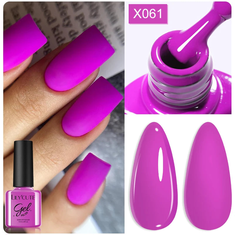 LILYCUTE 7ml Autumn Red Brown Gel Nail Polish 125 Colors All For Manicure Semi Permanent Soak Off Base Top Coat Nail Art Varnish