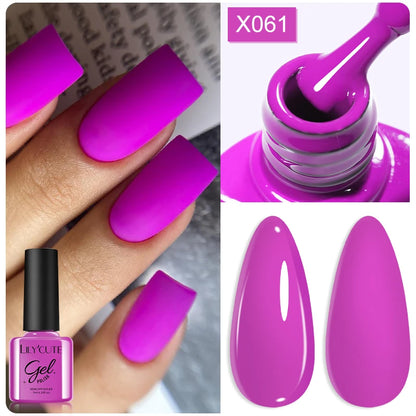 LILYCUTE 7ml Autumn Red Brown Gel Nail Polish 125 Colors All For Manicure Semi Permanent Soak Off Base Top Coat Nail Art Varnish