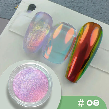 10g/Bottle Pearls White Nail Pigment Glitter Aurora Nail Powder Purple Chrome Glitter Pigment Dust UV Manicure Dip Powder