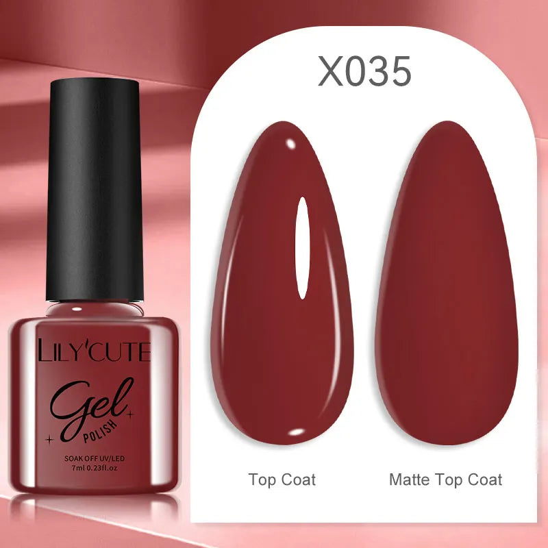 LILYCUTE 7ml Autumn Red Brown Gel Nail Polish 125 Colors All For Manicure Semi Permanent Soak Off Base Top Coat Nail Art Varnish