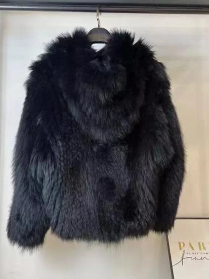 Women's Winter Jacket，Imitation Fox Fur Coat，new in Outerwears，Hooded Fur Jacket，faux Fur Coat Women，winter Coats Woman 2024