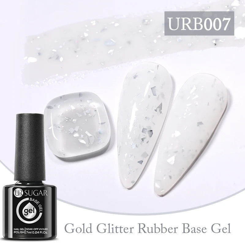 UR SUGAR 7ml Nude Pink Glitter Rubber Base Gel Polish Sparking Sequins Semi Permanent Soak Off Nail Art Varnish All For Manicure