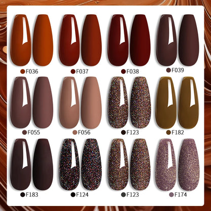LILYCUTE 7ML Gel Nail Polish Brown Earth Coffee Color Series Semi Permanent UV Gel Chocolate Autumn Winter Nail Art Gel Varnish