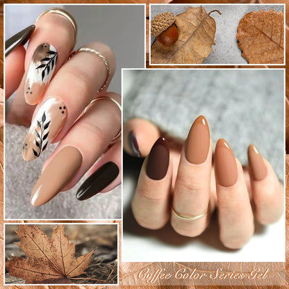 10PCS Coffee Color Gel Nail Polish Set Brown Earth Semi Permanent UV Gel Chocolate Autumn Winter Soak Off Nail Art Gel Varnish