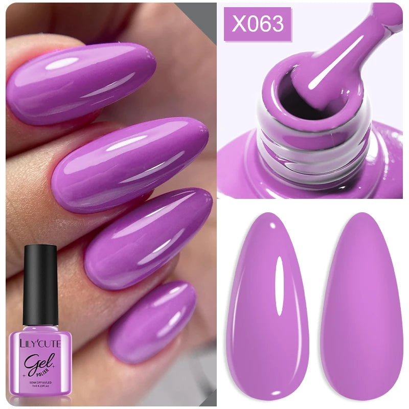 LILYCUTE 7ml Autumn Red Brown Gel Nail Polish 125 Colors All For Manicure Semi Permanent Soak Off Base Top Coat Nail Art Varnish