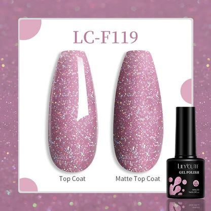 LILYCUTE 9D Rainbow Glitter Cat Magnetic Nail Gel Polish  Snowlight Semi Permanent Soak Off Sparkling Nail Varnish