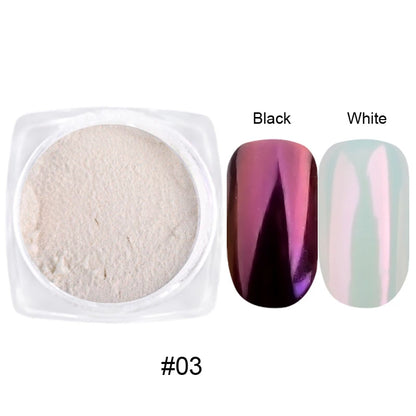 10g/Bottle Pearls White Nail Pigment Glitter Aurora Nail Powder Purple Chrome Glitter Pigment Dust UV Manicure Dip Powder
