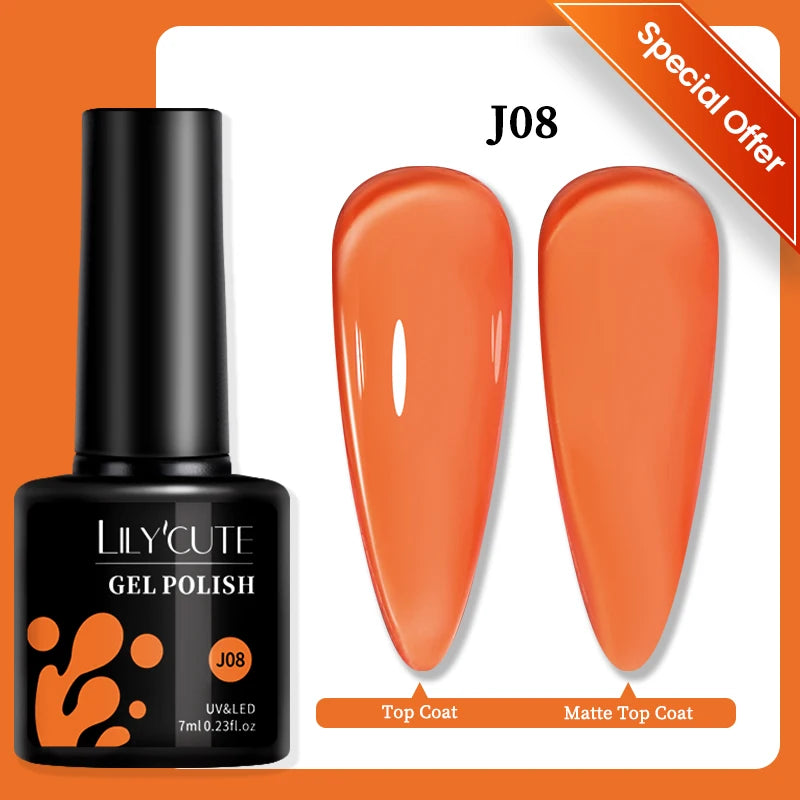 LILYCUTE 7ml Autumn Red Brown Gel Nail Polish 125 Colors All For Manicure Semi Permanent Soak Off Base Top Coat Nail Art Varnish