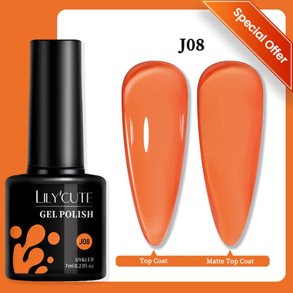 LILYCUTE 7ml Autumn Red Brown Gel Nail Polish 125 Colors All For Manicure Semi Permanent Soak Off Base Top Coat Nail Art Varnish