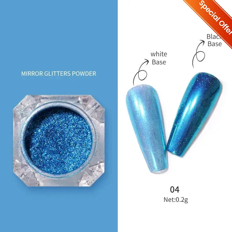 NICOLE DIARY 5g Aurora Pearl White Pink Nail Powder Chrome Pigments Metallic Rubbing Dust Moonlight Effect Nail Arts Decoration