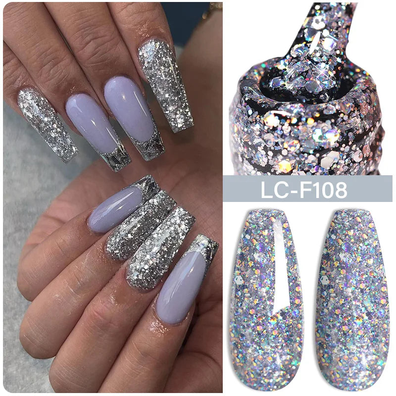 LILYCUTE Nude Glitter Color Sparkling Gel Nail Polish Spring Long Lasting For Manicure Soak Off Nail Base Top Coat Gel Varnish