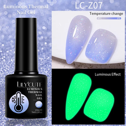 LILYCUTE Thermal Gel Nail Polish 3-layers Color Changing Effect Gel Varnishes All For Manicure Long Lasting Nails Art UV Gel