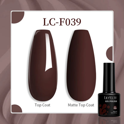 LILYCUTE 7ML Gel Nail Polish Brown Earth Coffee Color Series Semi Permanent UV Gel Chocolate Autumn Winter Nail Art Gel Varnish