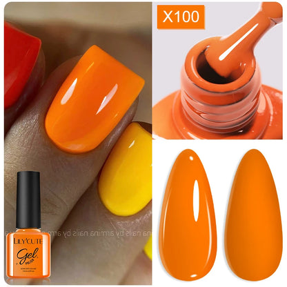 LILYCUTE 7ml Autumn Red Brown Gel Nail Polish 125 Colors All For Manicure Semi Permanent Soak Off Base Top Coat Nail Art Varnish