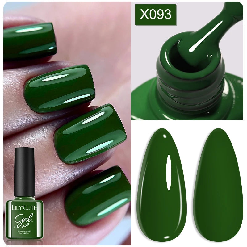 LILYCUTE 7ml Autumn Red Brown Gel Nail Polish 125 Colors All For Manicure Semi Permanent Soak Off Base Top Coat Nail Art Varnish